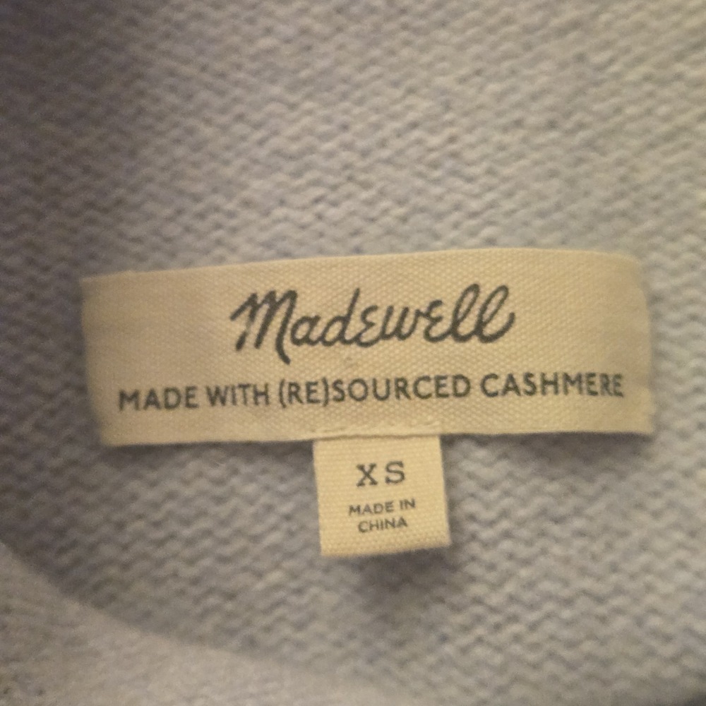 Madewell (Re)sourced Cashmere Mock Neck Sweater Womens XS Spring Blue Oversized - Picture 8 of 10